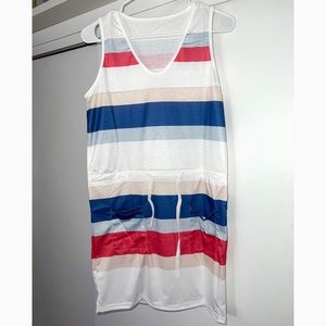 ChicMe Striped Print Colorblock Drawstring Casual Dress